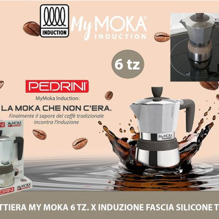Caffettiera My Moka 6 Tz. X Induzione Fascia Silicone Tortor Pedrini