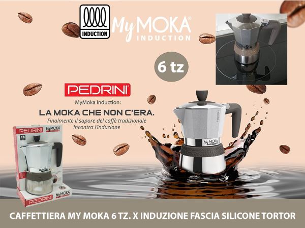 Caffettiera My Moka 6 Tz. X Induzione Fascia Silicone Tortor Pedrini