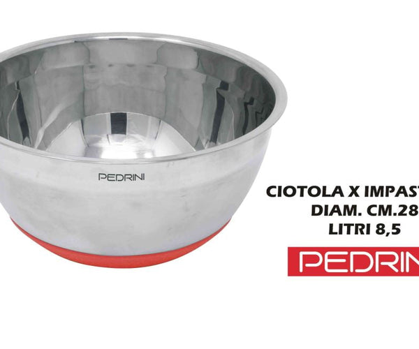 Pedrini Ciotola In Acciaio Inox Per Impastare 2 Litri - Diametro 18 Cm Con Fondo Antiscivolo In Silicone - 5