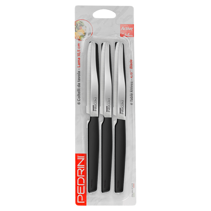 Pedrini Coltelli Da Tavola Conf. 6 Pz. Set Di Coltelli Per La Tavola In Diversi Colori