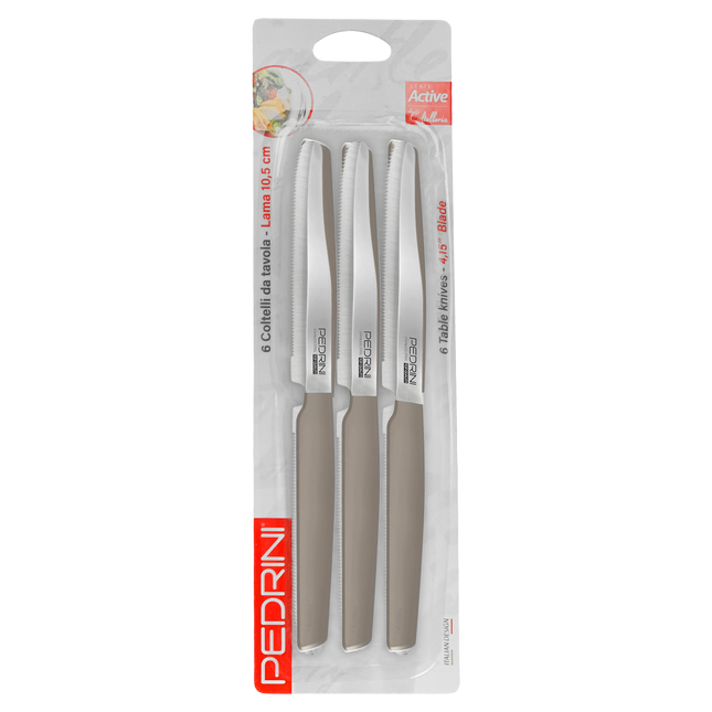 Pedrini Coltelli Da Tavola Conf. 6 Pz. Set Di Coltelli Per La Tavola In Diversi Colori