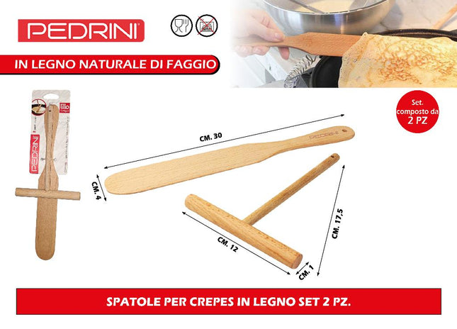Spatole Per Crepes In Legno Set 2 Pz. Pedrini