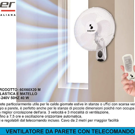 VENTILATORE DA PARETE CON TELECOMANDO Beper