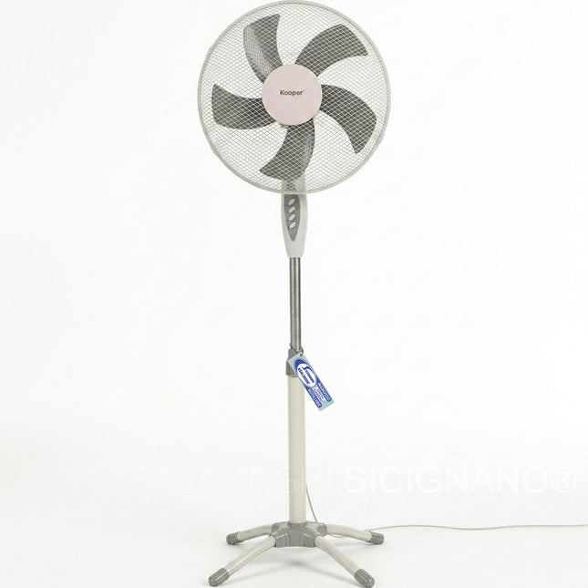 Ventilatore a Piantana 40 cm, 50W, 3 Velocità, 5 Pale, Altezza Regolabile 103-130 cm, Oscillante, Testa Inclinabile, Bassa Rumorosità per Casa e Ufficio D&D Casalinghi