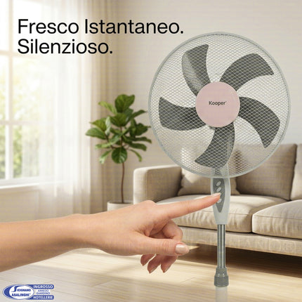 Ventilatore a Piantana, 50W, 3 Velocità, Diametro 40 cm, 5 Pale, Altezza Regolabile fino a 130 cm, Oscillazione Orizzontale D&D Casalinghi