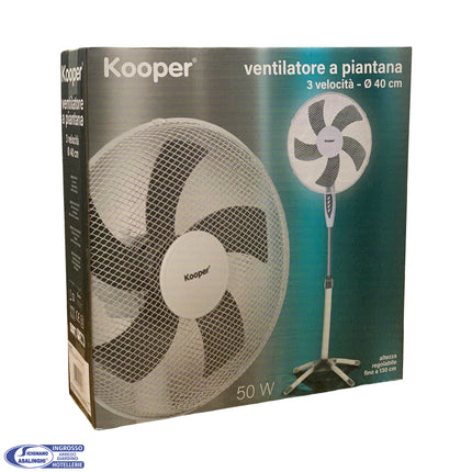 Ventilatore a Piantana, 50W, 3 Velocità, Diametro 40 cm, 5 Pale, Altezza Regolabile fino a 130 cm, Oscillazione Orizzontale D&D Casalinghi
