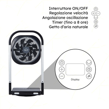 Ventilatore Telescopico Pieghevole VE1605TT – 16 Pale, 8 Velocità, Telecomando, Timer 8h, Silenzioso DCG
