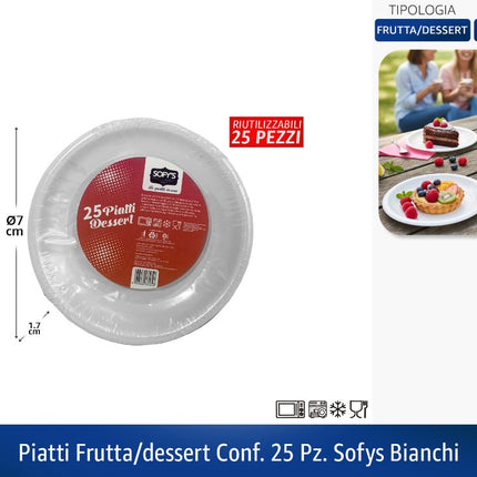 Piatti Frutta/Dessert Conf. 25 Pz. Sofys Bianchi Pagano