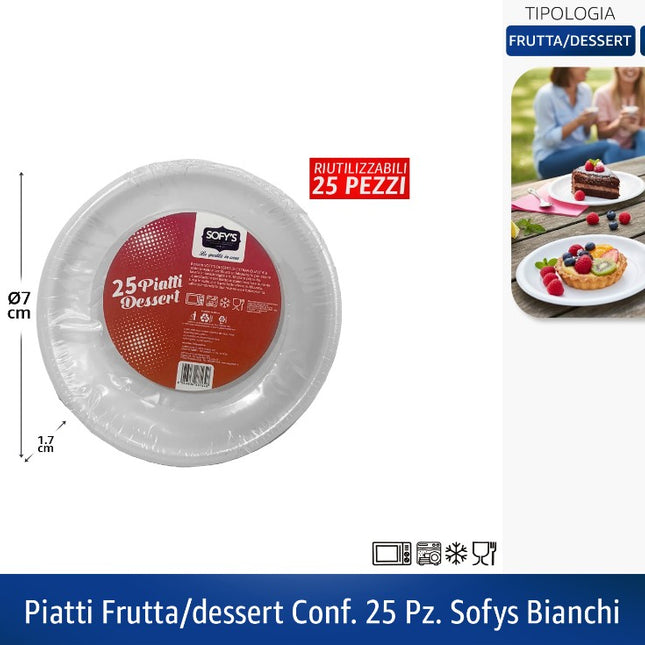 Piatti Frutta/Dessert Conf. 25 Pz. Sofys Bianchi Pagano