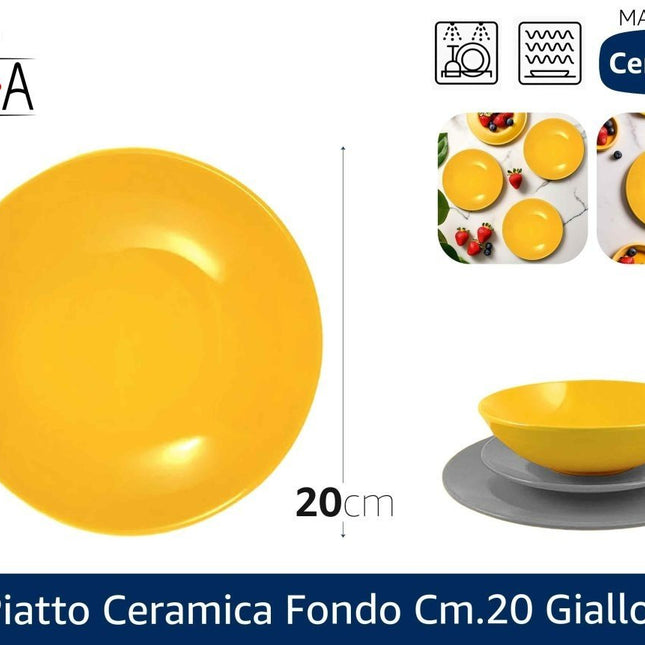 Arca PIATTO CERAMICA FONDO CM.20 GIALLO Arca