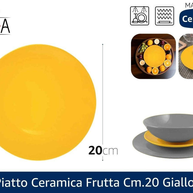 Arca PIATTO CERAMICA FRUTTA CM.20 GIALLO Arca