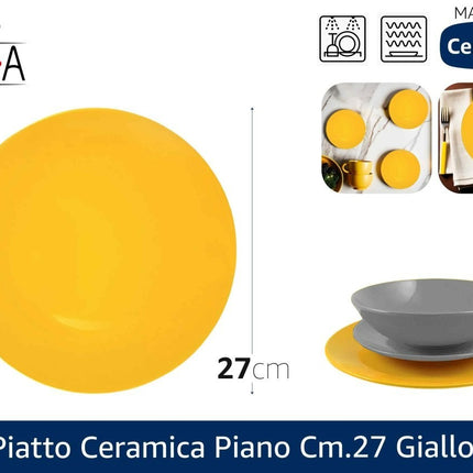 PIATTO CERAMICA PIANO CM.27 GIALLO Arca