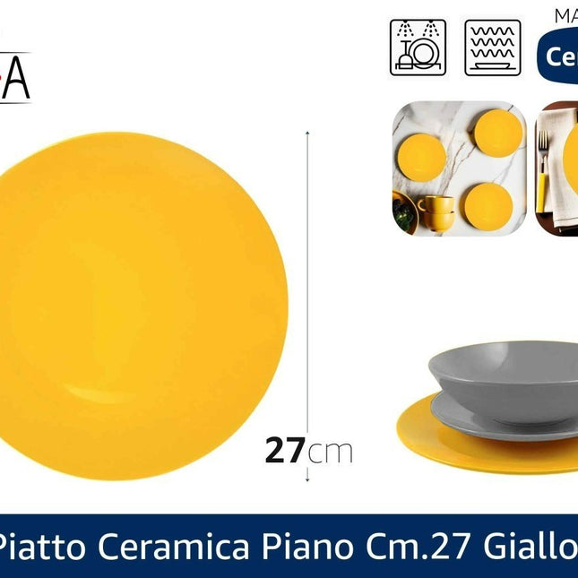Arca PIATTO CERAMICA PIANO CM.27 GIALLO Arca