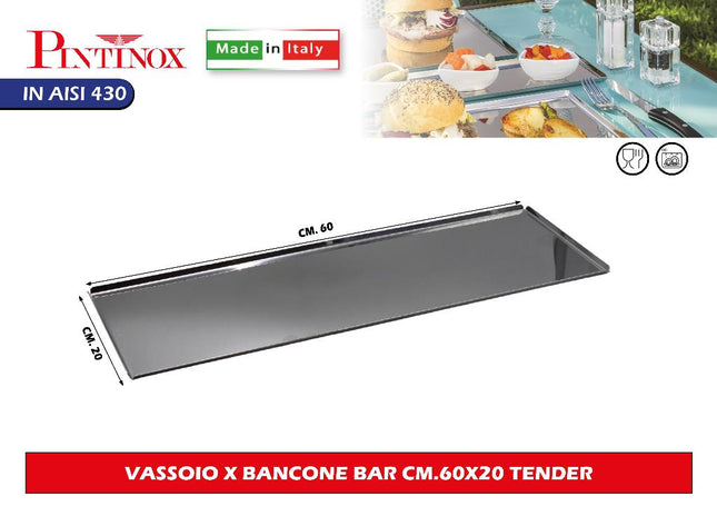 Vassoio per Bancone Bar Tender in Diverse Dimensioni per Uso Professionale e Domestico Pintinox
