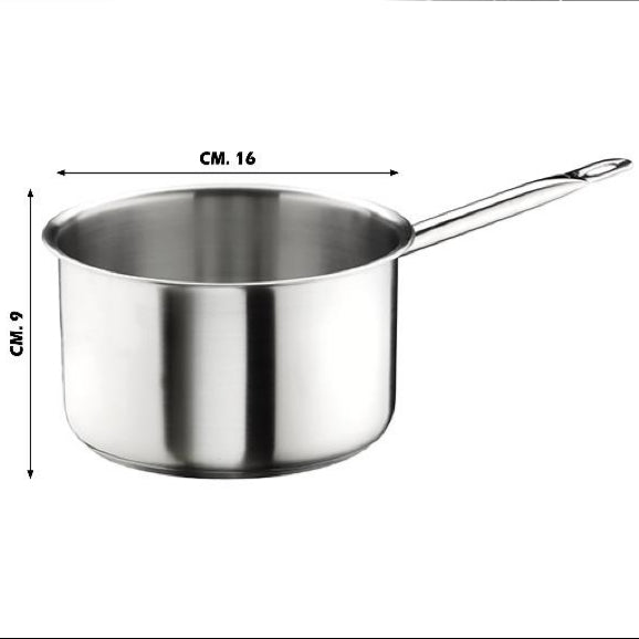 Casseruola Fonda 1 Manico Ø16 Cm, Acciaio Inox 18/10 Con Triplo Fondo, Per Gas Elettrico Induzione Vetroceramica, Linea Master – Made In Italy – Per Ristorazione E Uso Domestico