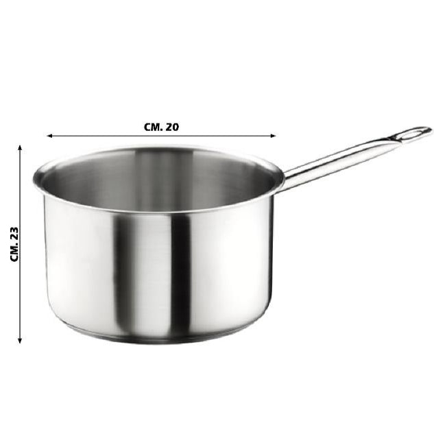 Casseruola Fonda 1 Manico Acciaio Inox 18/10 Con Triplo Fondo Per Gas Elettrico Induzione Vetroceramica Linea Master – Made In Italy – Per Ristorazione E Uso Domestico
