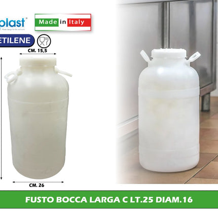 Ecoplast Fusto Bocca Larga In Plastica Per Alimenti Con Diverse Capacità E Diametri Disponibili 25 L Ecoplast