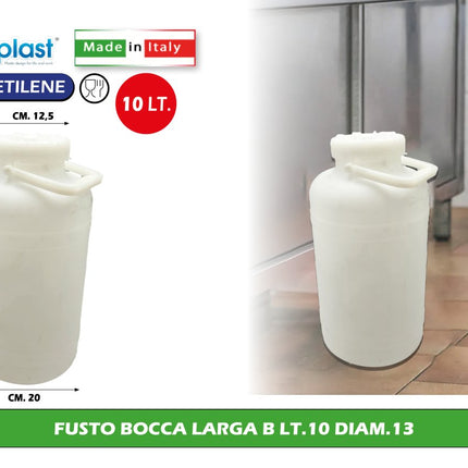 Ecoplast Fusto Bocca Larga In Plastica Per Alimenti Con Diverse Capacità E Diametri Disponibili 10 L Ecoplast