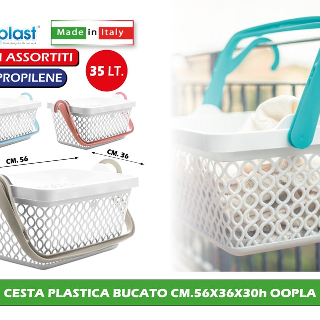 Ecoplast Cesta Bucato Oopla - 56X36X30H Cm (Colori Assortiti)