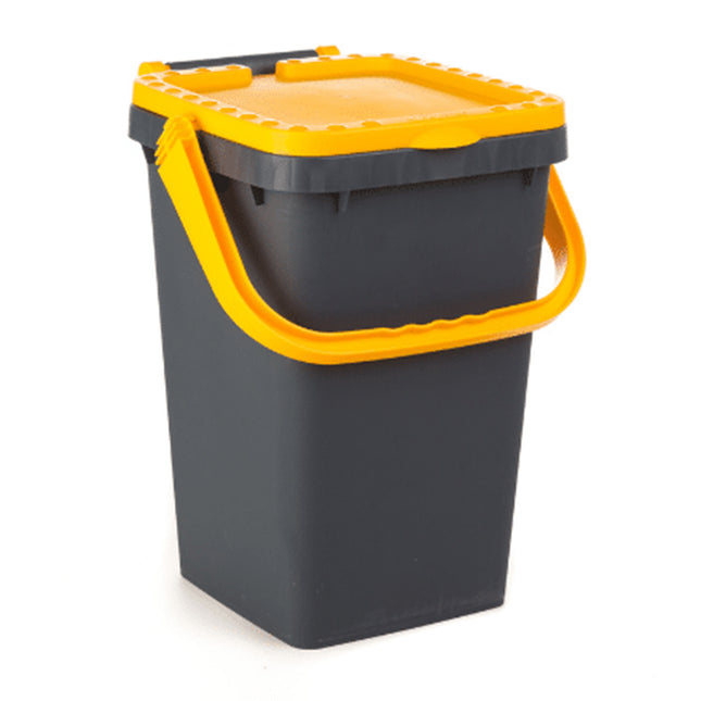 Ecoplast | Pattumiera Per Raccolta Differenziata 35 Lt, Bidone Spazzatura In Plastica Riciclata, Giallo, 43X36X43,5, Made In Italy