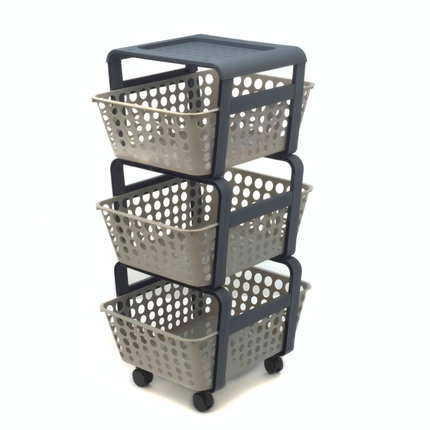 Ecoplast Carrello Portafrutta Modula 3 Piani E Carrello Da Cucina Dimensioni 29X42X75 Cm