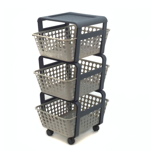 Ecoplast Carrello Portafrutta Modula 3 Piani E Carrello Da Cucina Dimensioni 29X42X75 Cm