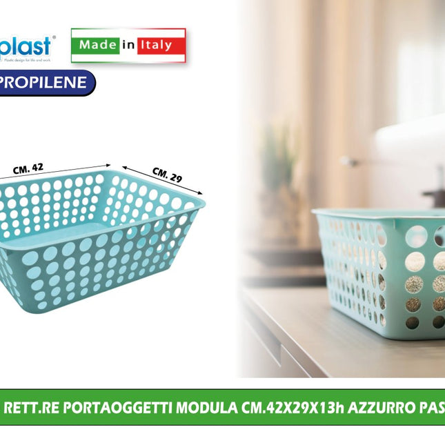 Ecoplast Cesto Rettangolare Portaoggetti Modula Cm.42X29X13H Multiuso Per La Casa E Ufficio