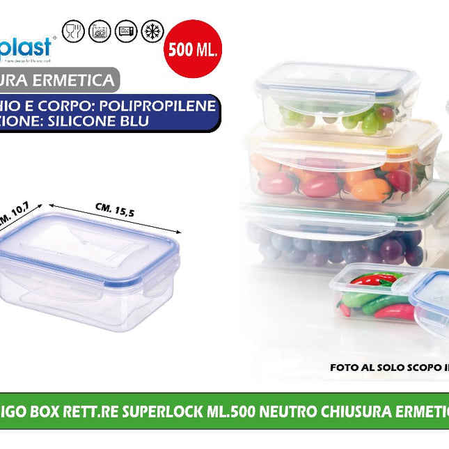 Frigo Box Rett.Re Superlock Ml.500 Neutro Chiusura Ermetica Ecoplast