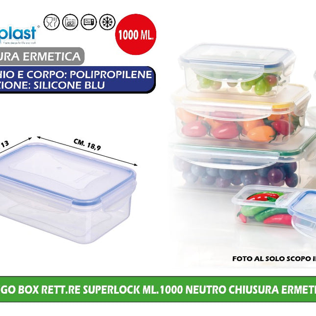Frigo Box Rett.Re Superlock Ml.1000 Neutro Chiusura Ermetica Ecoplast