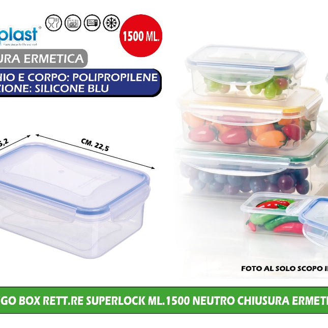 Frigo Box Rett.Re Superlock Ml.1500 Neutro Chiusura Ermetica Ecoplast