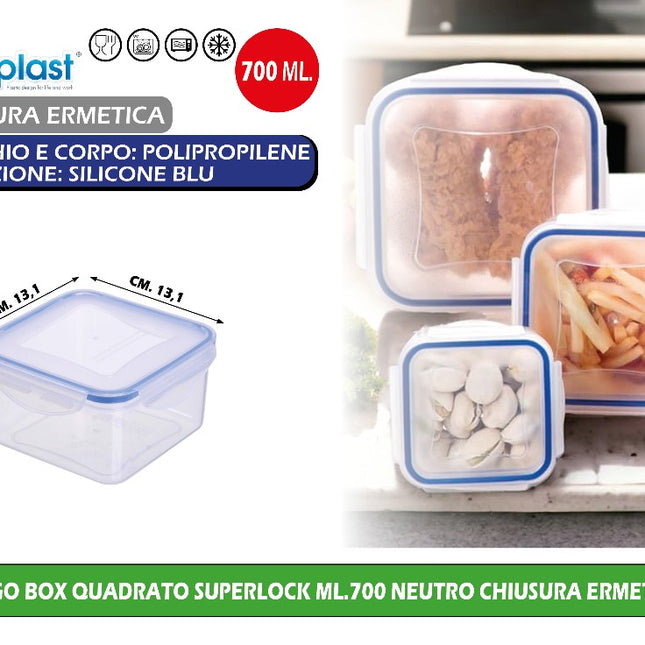 Frigo Box Quadrato Superlock Ml.700 Neutro Chiusura Ermetica Ecoplast
