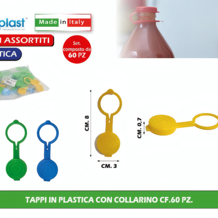 Ecoplast Tappi In Plastica Con Collarino - Confezione Da 60 Pezzi