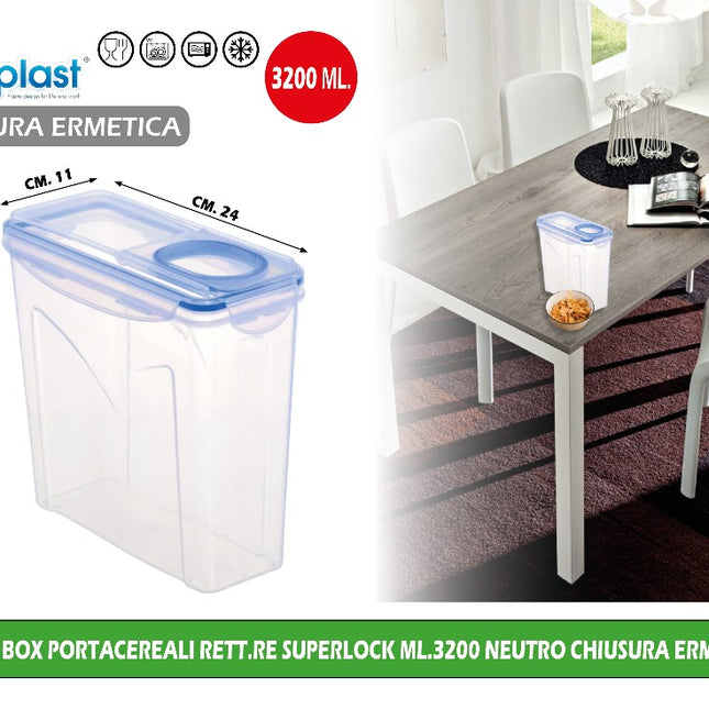 Frigo Box Portacereali Rett.Re Superlock Ml.3200 Neutro Chiusura Ermetica Ecoplast