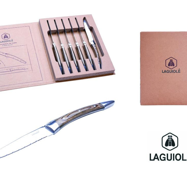 Laguiole - Set Di 6 Coltelli Da Bistecca - Set Di Coltelli Da Tavolai - Posate Per Pranzo O Cena Polyflame