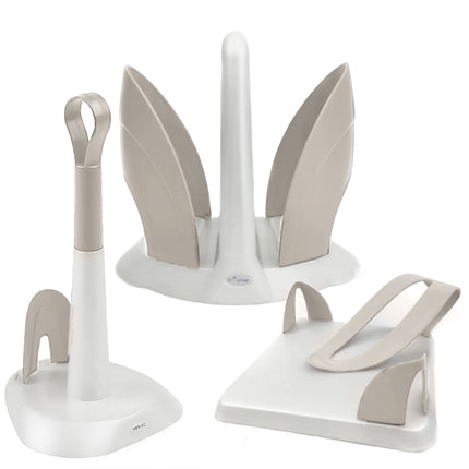 Set Cucina 3 Pezzi Ecoplast Linea Tulipano – Portarotolo, Portabicchieri e Portatovaglioli in Plastica Riciclata | Made in Italy Tortora Ecoplast