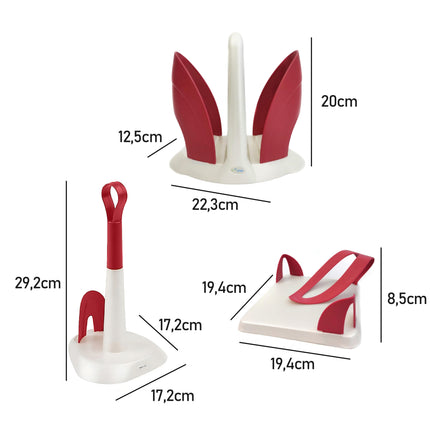 Set Cucina 3 Pezzi Ecoplast Linea Tulipano – Portarotolo, Portabicchieri e Portatovaglioli in Plastica Riciclata | Made in Italy Ecoplast
