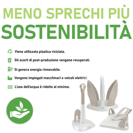 Set Cucina 3 Pezzi Ecoplast Linea Tulipano – Portarotolo, Portabicchieri e Portatovaglioli in Plastica Riciclata | Made in Italy Ecoplast