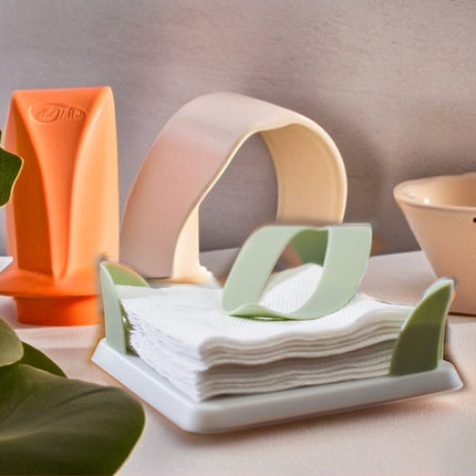 Set Cucina 3 Pezzi Ecoplast Linea Tulipano – Portarotolo, Portabicchieri e Portatovaglioli in Plastica Riciclata | Made in Italy Ecoplast