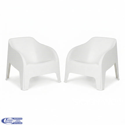 Set 2 Poltrone Petra Toomax da Esterno – Lounge Relax per Giardino e Terrazzo Bianco Plastmeccanica
