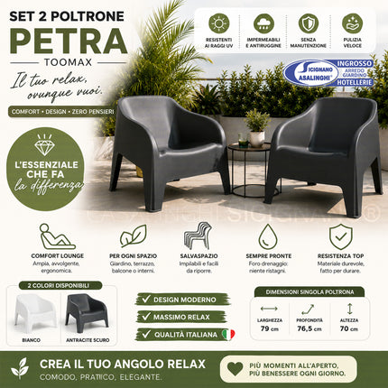 Set 2 Poltrone Petra Toomax da Esterno – Lounge Relax per Giardino e Terrazzo Plastmeccanica