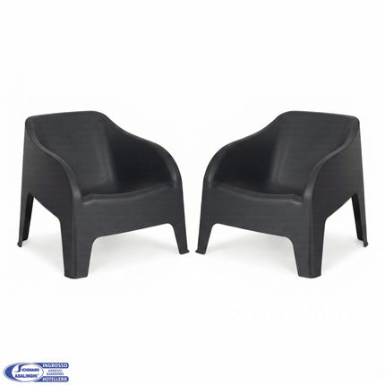 Set 2 Poltrone Petra Toomax da Esterno – Lounge Relax per Giardino e Terrazzo Antracite Plastmeccanica
