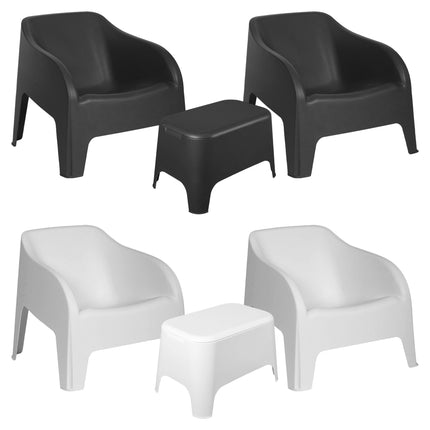 Set Petra 2 Poltrone con Braccioli 1 Tavolino Contenitore - Impermeabile, Compatto, Facile da Pulire, Arredo Esterno Giardino Terrazzo, Made in Italy Plastmeccanica