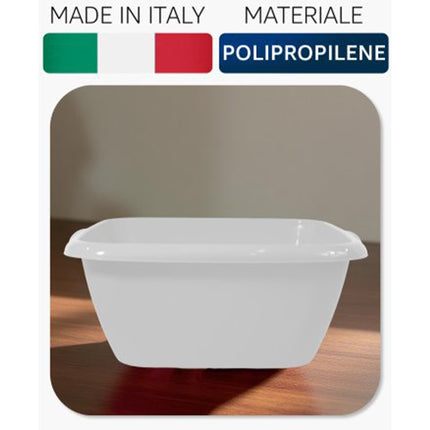 Bacinella Rettangolare Art.421 33x38x15h 10L Bianca Made in Italy