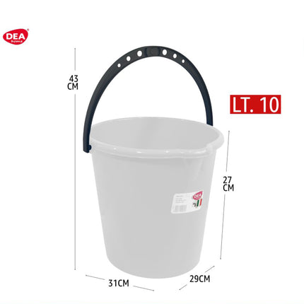 Secchio con Becco Plastica 10L Bianco 31x29x27h Made in Italy