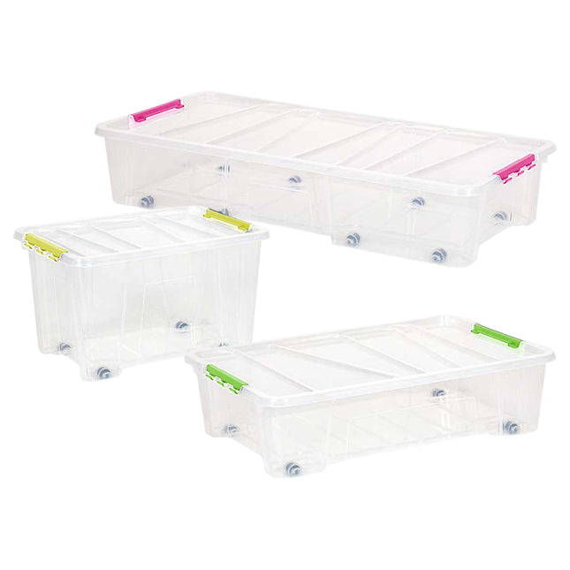 Contenitore Jolly Storage Box con Rotelle, 15L 25L 35L o Bundle Completo 3 Pezzi, Scatola Salvaspazio in Plastica Robusta con Ruote Piroettanti, Multiuso per Cambio Stagione e Sotto Letto, Made in Italy, Colori Assortiti BUNDLE COMPLETO 15L-25L-35L Plastmeccanica