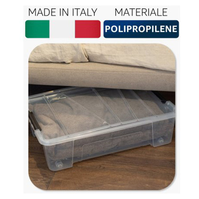 Contenitore Jolly Storage Box con Rotelle, 15L 25L 35L o Bundle Completo 3 Pezzi, Scatola Salvaspazio in Plastica Robusta con Ruote Piroettanti, Multiuso per Cambio Stagione e Sotto Letto, Made in Italy, Colori Assortiti Plastmeccanica