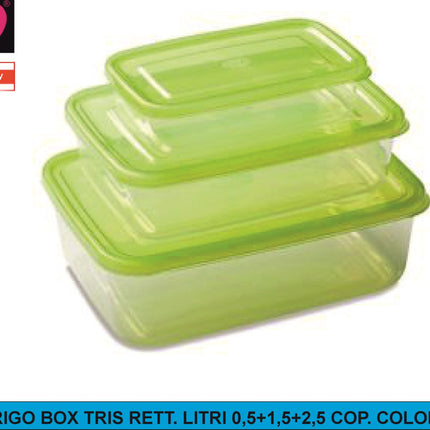 Frigo Box Tris Rett. Litri 0,5+1,5+2,5 Cop. Color. D&D Casalinghi