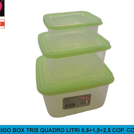 Frigo Box Tris Quadro Litri 0,5+1,5+2,5 Cop. Color. D&D Casalinghi