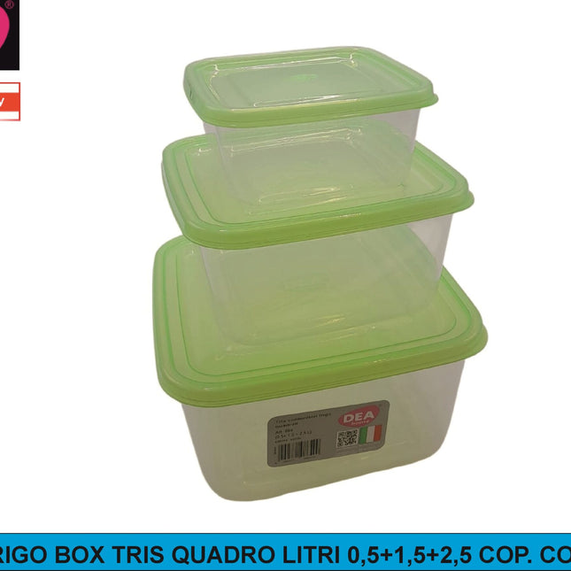 Frigo Box Tris Quadro Litri 0,5+1,5+2,5 Cop. Color. D&D Casalinghi