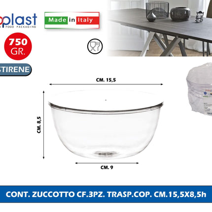 Poloplast Cont. Zuccotto Cf.3Pz. Trasp.Cop. Cm.15,5X8,5H Polo Plast srl
